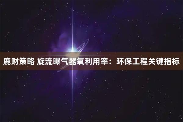 鹿财策略 旋流曝气器氧利用率：环保工程关键指标