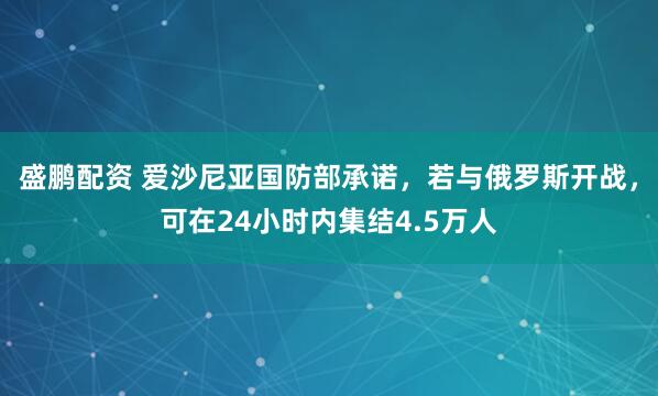 盛鹏配资 爱沙尼亚国防部承诺，若与俄罗斯开战，可在24小时内集结4.5万人